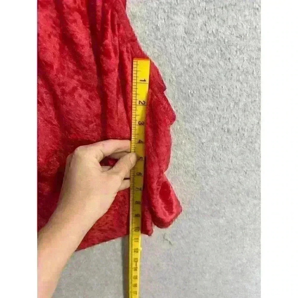 VTG Velour Sexy Red Halter Top 90s Rave Festival Y2K Asymmetrical Size M/L - Picture 12 of 14